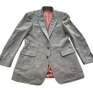 VTG Wool Tweed Herringbone Blazer 44L WOODMERE Campomar Brown Coat Preppy Bloke